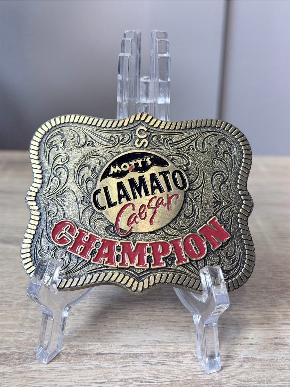 Vintage Motts Clamato Cesar Champion Belt Buckle